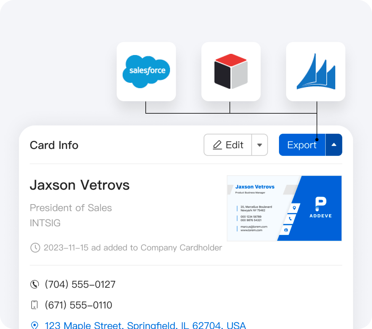 Centralized card management for admins